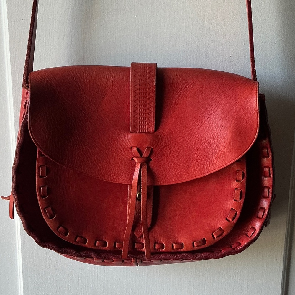 Madewell Asheville Saddlebag Red Leather Crossbody